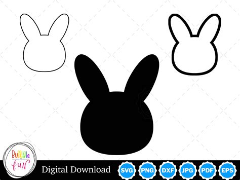 Easter Bunny Rabbit Face/head Silhouette With Two Outlines Easter Bunny ...