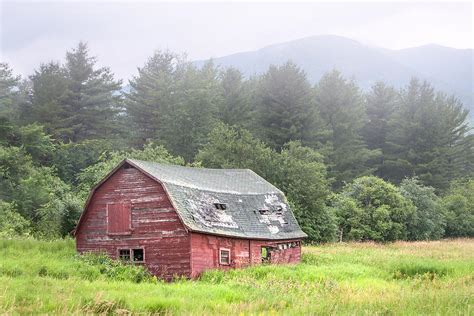 Rustic Landscape - Red Barn - Old barn and Mountains Photograph by Gary ...