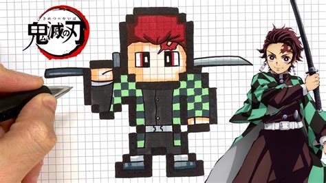 TUTO DESSIN TANJIRO PIXEL ART - DEMON SLAYER - YouTube