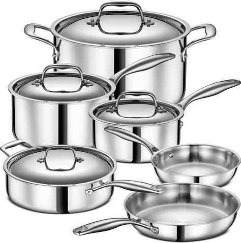 Amazon.com: Oster Derrick 7-Piece Stainless Steel Cookware Set with Tempered Glass Lids, Semi ...