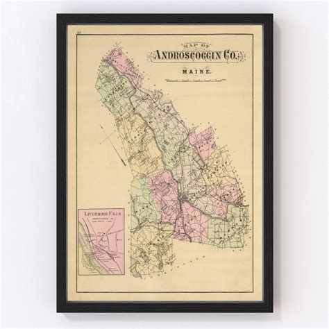 Vintage Map of Androscoggin County Maine, 1885 by Ted's Vintage Art