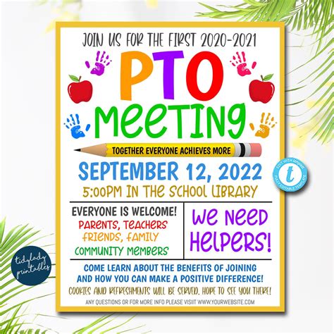 PTO PTA Meeting Informational Flyer | TidyLady Printables