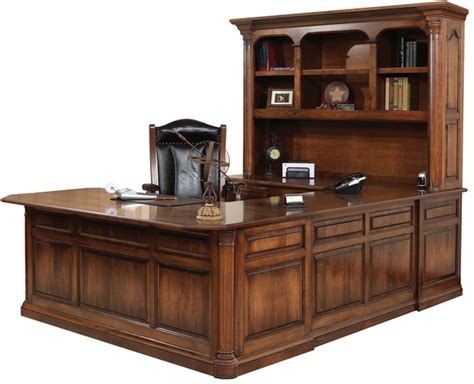 Jefferson Hutch & U-Shape Desk | Custom Amish Desk and Hutch