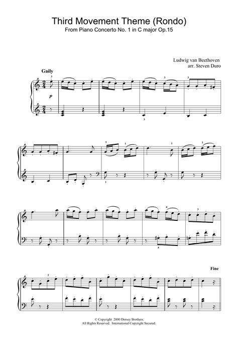 Piano Concerto No.1 in C Major Op.15, Rondo by Ludwig van Beethoven Sheet Music for Beginner ...