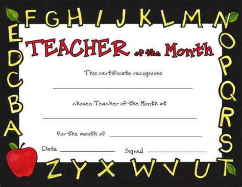 Teacher Of The Month inside Teacher Of The Month Certificate Template – Xfanzexpo.com