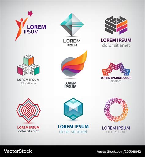 Business icons set abstract logos company Vector Image