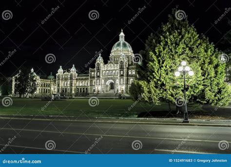 Victoria Parliament Building at Night Stock Image - Image of canada ...