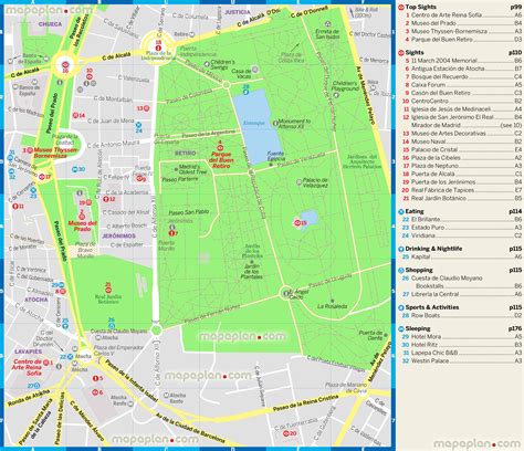 Madrid top tourist attractions map - Paseo Del Prado, Parque del Buen ...