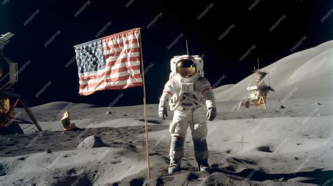 Premium AI Image | An astronaut standing proudly next to the American ...