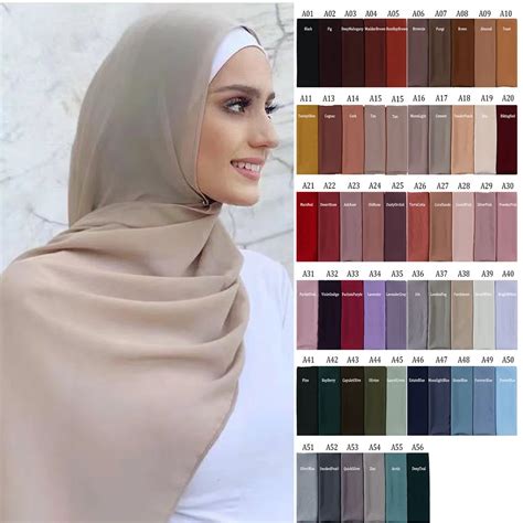 56 Colors Women Solid Color Chiffon Hijab Scarf Wrap Islamic Shawls Headband Muslim Hijabs ...