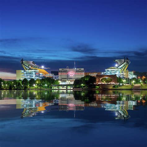 Heinz Field sports arena at night in reflection Photograph by Steven Heap | Fine Art America