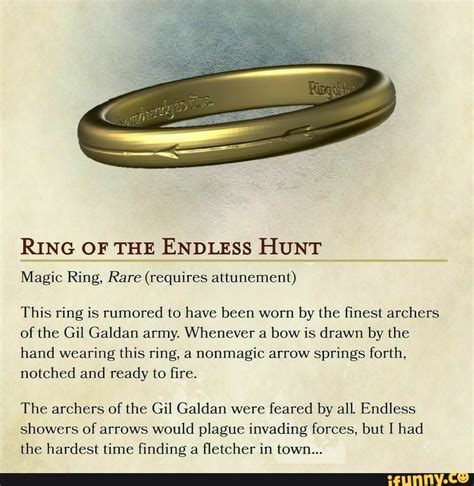 RING OF THE ENDLESS HUNT Magic Ring, Rare (requires attunement) This ring is rumored to have ...