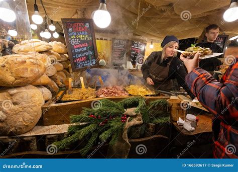 KRAKOW, POLAND - December 6, 2019: Street Food on Christmas Market on ...