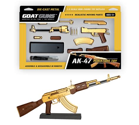 Buy GoatGuns Miniature AK 47 Model Gold | 1:3 Scale Diecast Metal Build Kit Online at desertcart ...