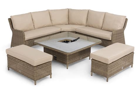 Winchester Royal Corner Sofa Set with Gas Fire Pit Table - Maze
