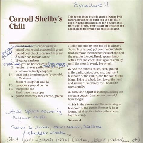 Carroll Shelby's Chili | Carroll shelby chili, Beer chili recipe, Chili spices