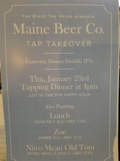 Maine Beer Co. Tap Takeover at The Brook Tap House | NJCB | Your resource for beer in New Jersey