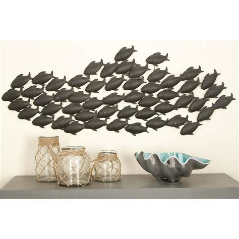 School of Fish Wall Art Home Decor Hanging Sculpture Coastal Metal 53 x 20 in. 758647687442 | eBay