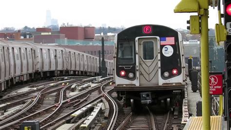 NYC Subway: Manhattan bound R160 F Train leaving Ditmas Av - YouTube