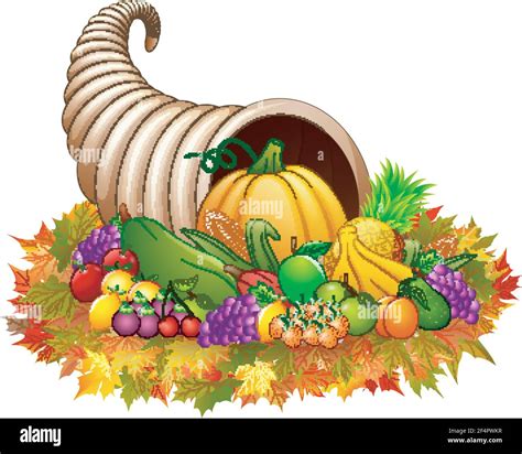 Horn of plenty cornucopia with vegetables and fruits Stock Vector Image & Art - Alamy