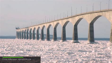 Ice Breaking up, flowing under the Confederation Bridge, Borden, Prince Edward Island, Canada ...