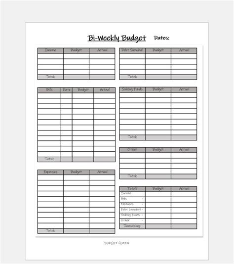 Printable Bi Weekly Budget Planner