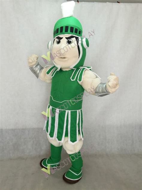 High Quality Adult Spartan Trojan Knight Sparty Mascot Costume with Green Armour