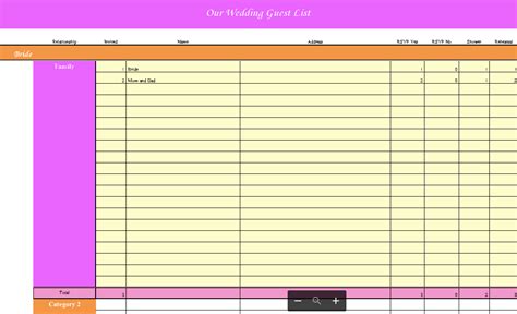 Guest List Template Google Sheets