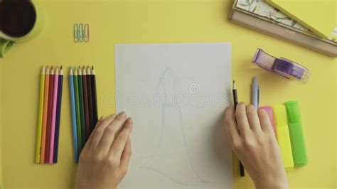 Top View of Fashion Designer Drawing Dress Sketch Stock Video - Video of dressmaker, girl: 164204973