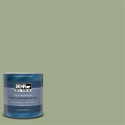 BEHR ULTRA 1 qt. #PMD-36 Mountain Sage Satin Enamel Interior Paint and Primer in One-775404 ...