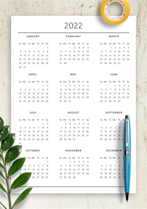 Yearly Calendar Printable