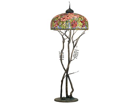 Meyda Tiffany Oriental Poppy Brown Three-Light Floor Lamp | MY182892