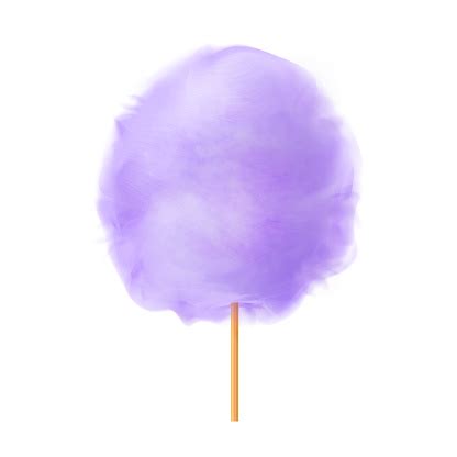 Cotton Candy Realistic Purple Cotton Candy On Wooden Stick Summer Tasty ...