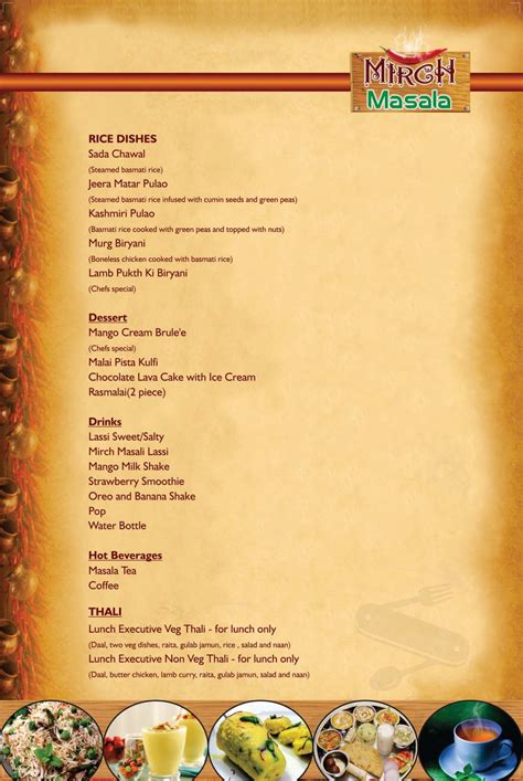 Mirch Masala Authentic Indian Restaurant menu in Brampton, Ontario, Canada