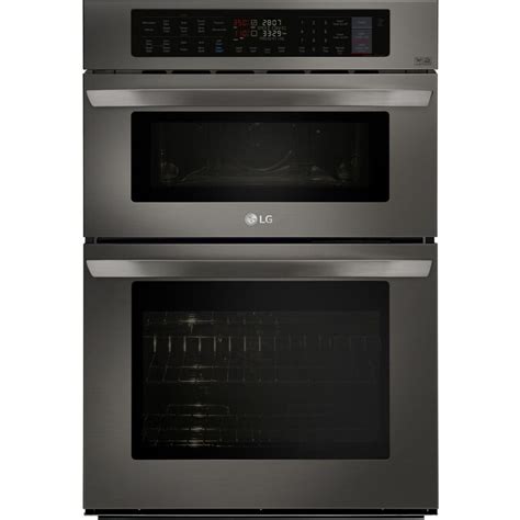 LG Self-Cleaning Convection Microwave Wall Oven Combo (Black Stainless ...