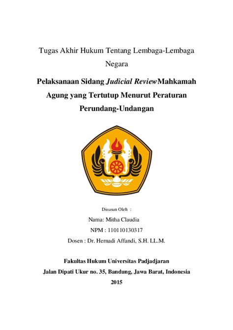 (PDF) Pelaksanaan Sidang Judicial Review Mahkamah Agung yang Tertutup Menurut Peraturan ...