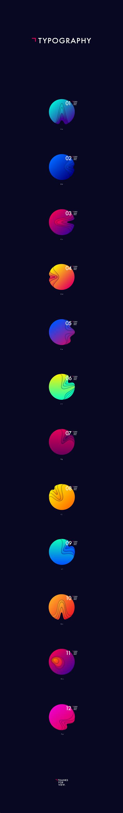 Exercise of typography inspired planets created based on circles and gradients. Ux Design ...