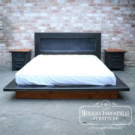 Modern Industrial Platform steel bed with wood accents. All handmade in the USA by Modern Indu ...