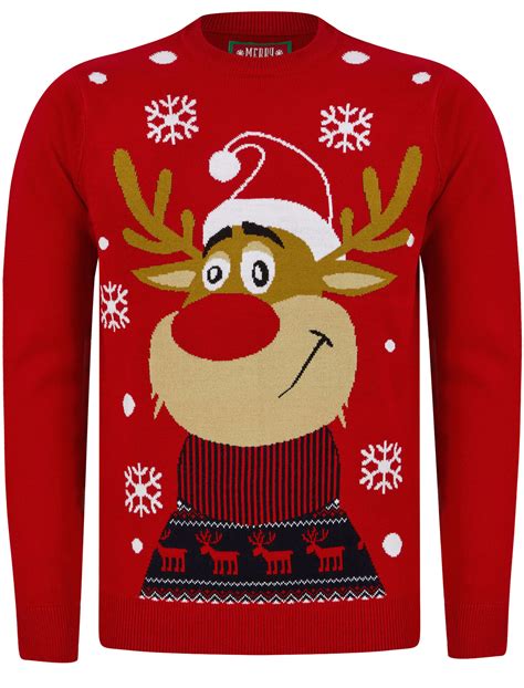 Mens Christmas Jumper Funny Novelty Xmas Pullover Sweater Knitted Santa ...