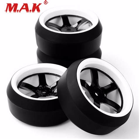 4Pcs Set RC Drift Tires & 12mm Hex Wheel Rims Fit HSP 1:10 On-Road Racing Car Hobby RC Wheels ...