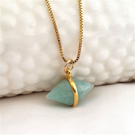 amazonite gemstone gold pendant necklace by misskukie | notonthehighstreet.com