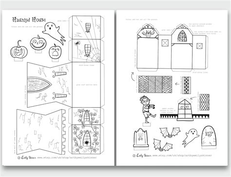 Haunted House Paper Craft Activity, Instant Download, Halloween Printable Craft Kit for Kids - Etsy