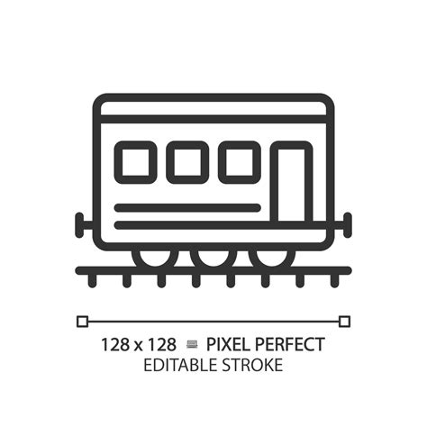 Passenger railroad carriage pixel perfect linear icon. Railway car. Train wagon. Rapid transit ...