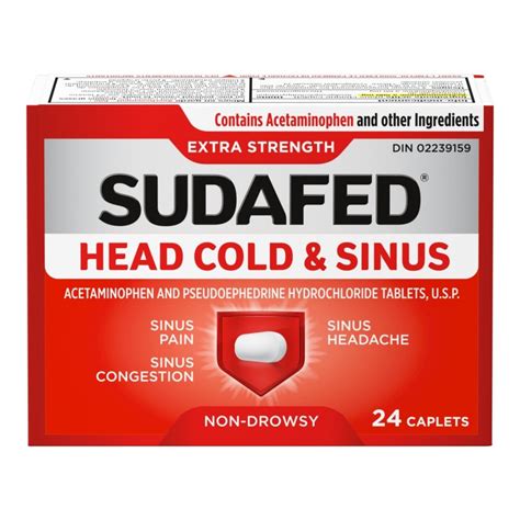 Sudafed Head Cold & Sinus Extra Strength Caplets - 24's