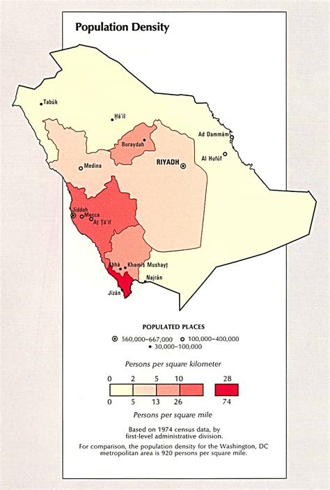 Saudi Arabia Population Density Map - Saudi Arabia • mappery