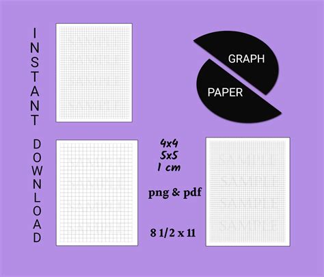 Graph Paper Printable, Graph Paper Sheets, Instant Download, Pdf, Png ...