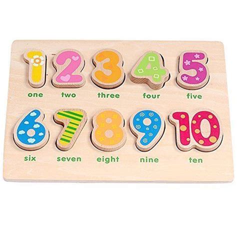 Kid Toddler Wooden Numbers Puzzles Early Development Educational Toy 10 Pcs (With images ...