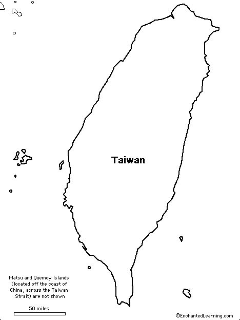 Outline Map Taiwan - EnchantedLearning.com