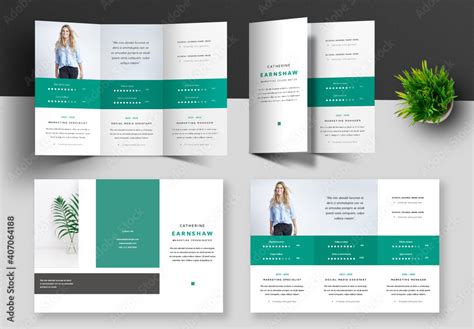 Trifold Brochure Layout with Resume Design Stock Template | Adobe Stock