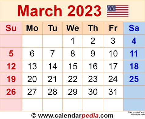 March 2023 Calendar | Templates for Word, Excel and PDF